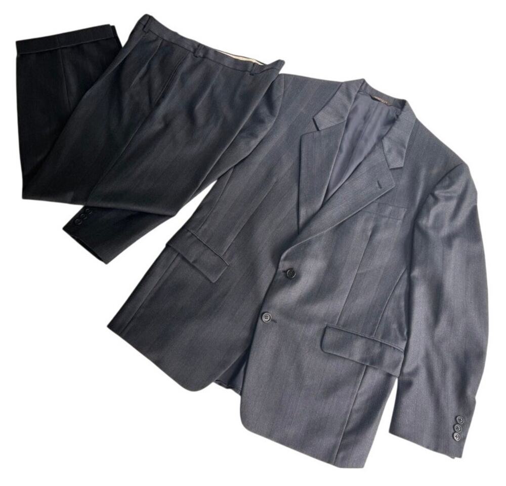 Hugo Boss Mens Custom Tailored Navy Suit 44R 37x29 2 Piece Blazer Pants Wool